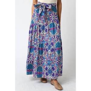 NEW OLIVACEOUS celie maxi skirt in blue floral
